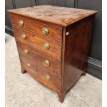 An antique mahogany commode chest, 64cm wide.