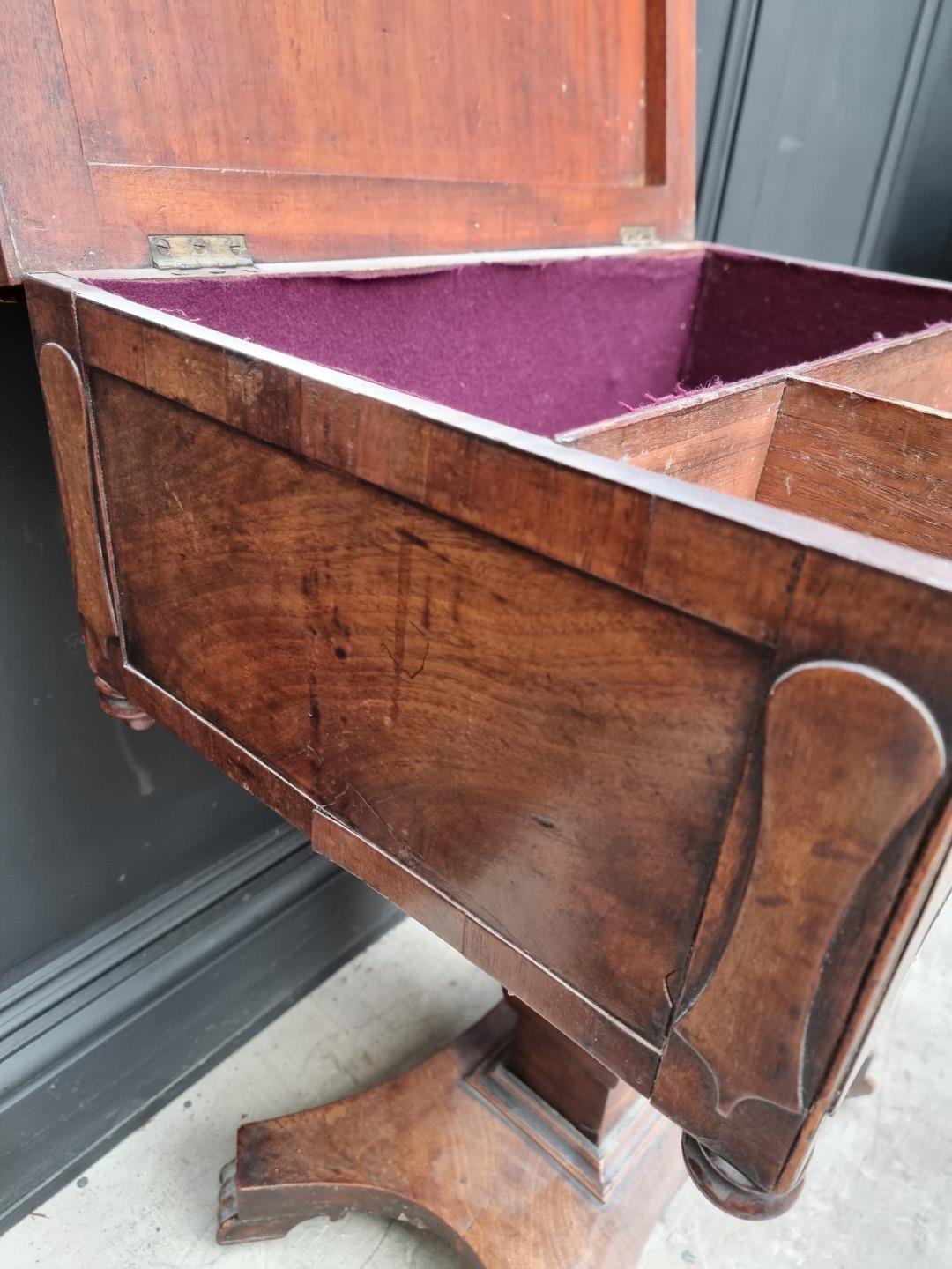 A 19th century mahogany pedestal work table, with hinged top, 60cm wide. - Image 6 of 6