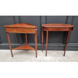 A small reproduction mahogany console table, by 'Brights of Nettlebed', 65cm wide; together with
