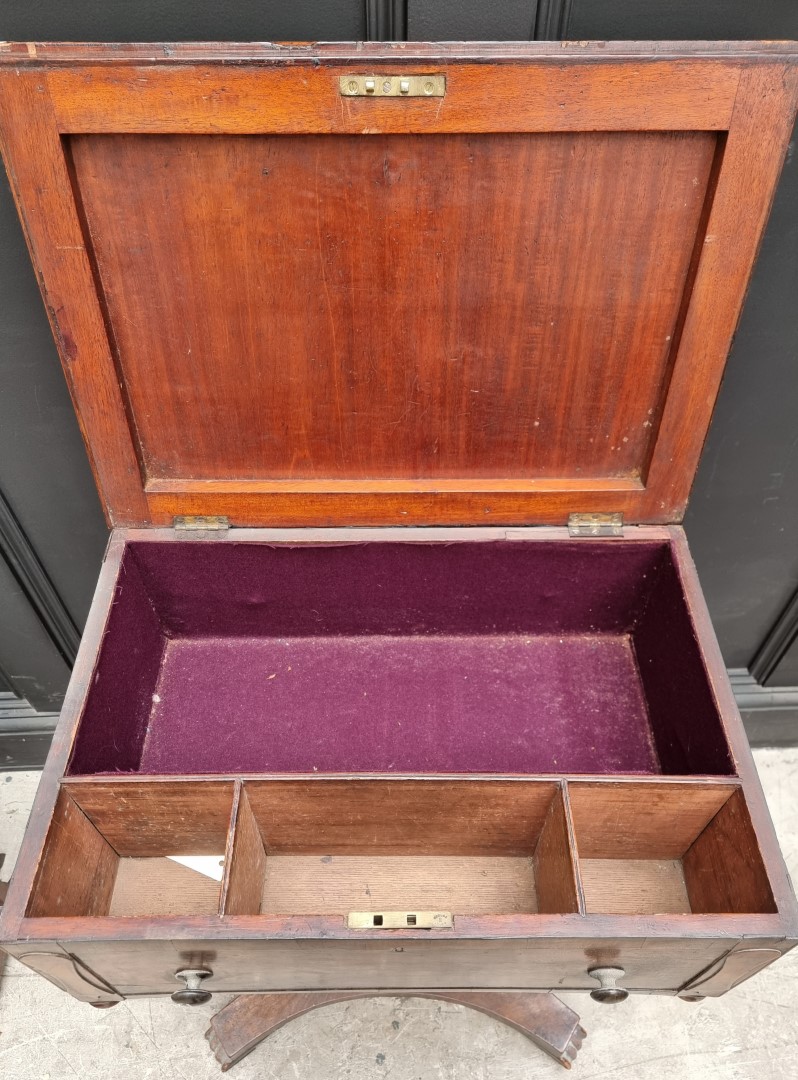 A 19th century mahogany pedestal work table, with hinged top, 60cm wide. - Image 4 of 6