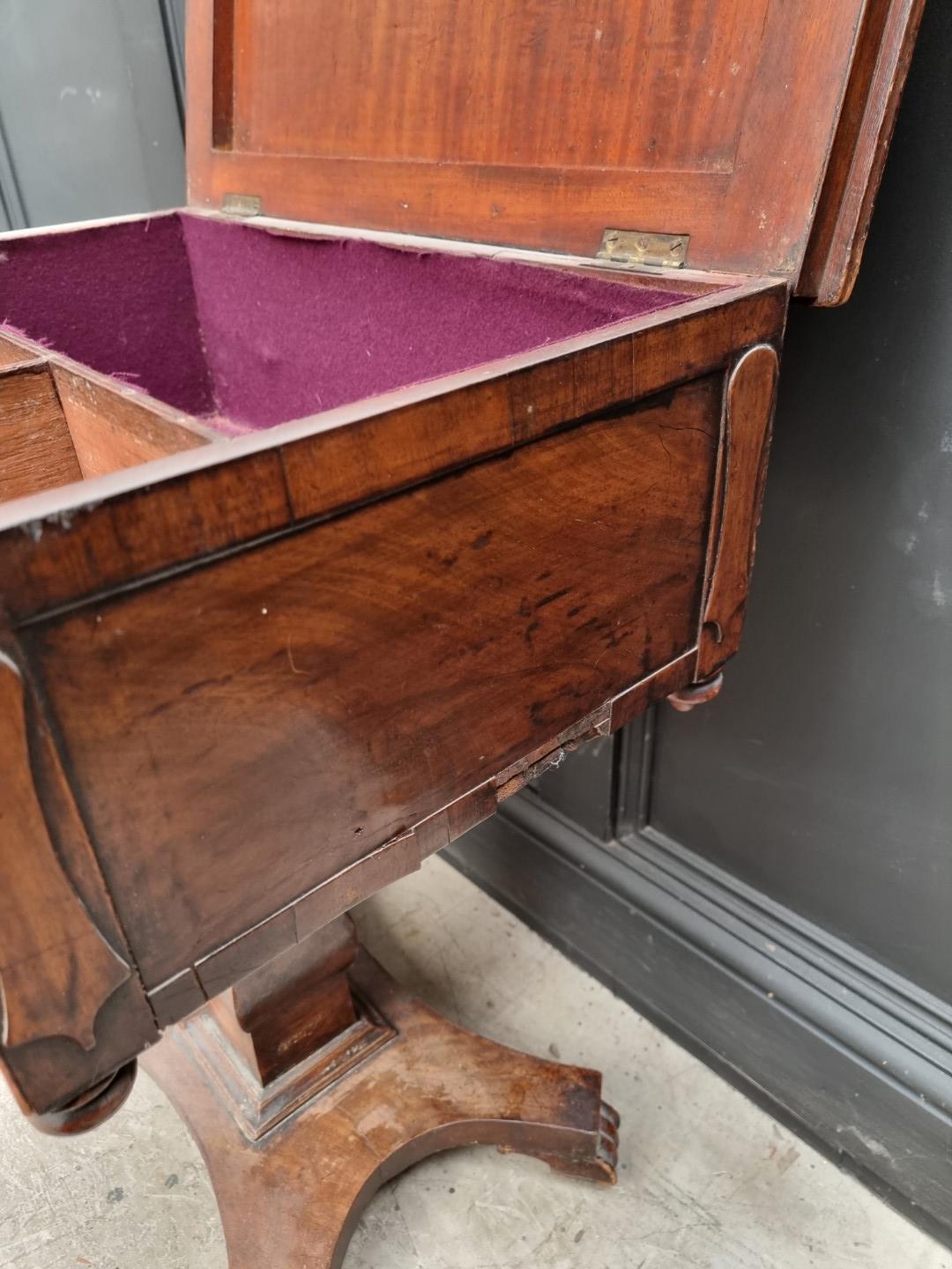 A 19th century mahogany pedestal work table, with hinged top, 60cm wide. - Image 5 of 6