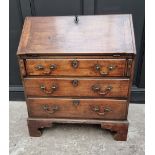 A small George III mahogany bureau, 76.5cm wide.