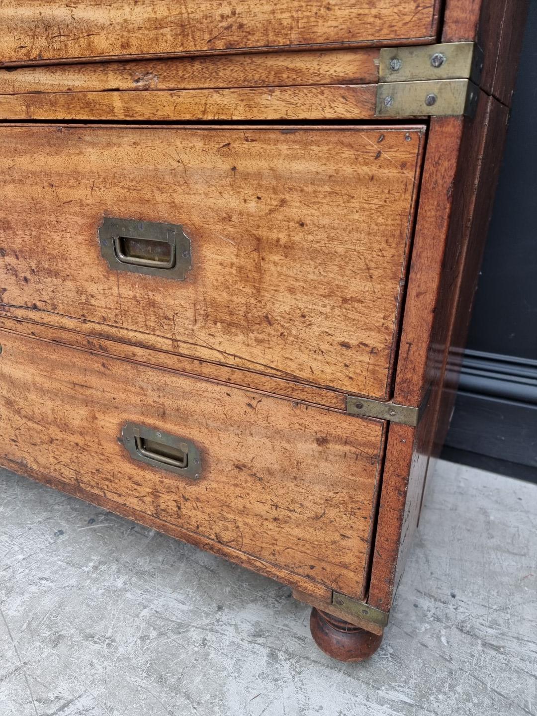 A good 19th century camphor and brass bound campaign chest, with countersunk handles, 99cm wide. - Image 5 of 12