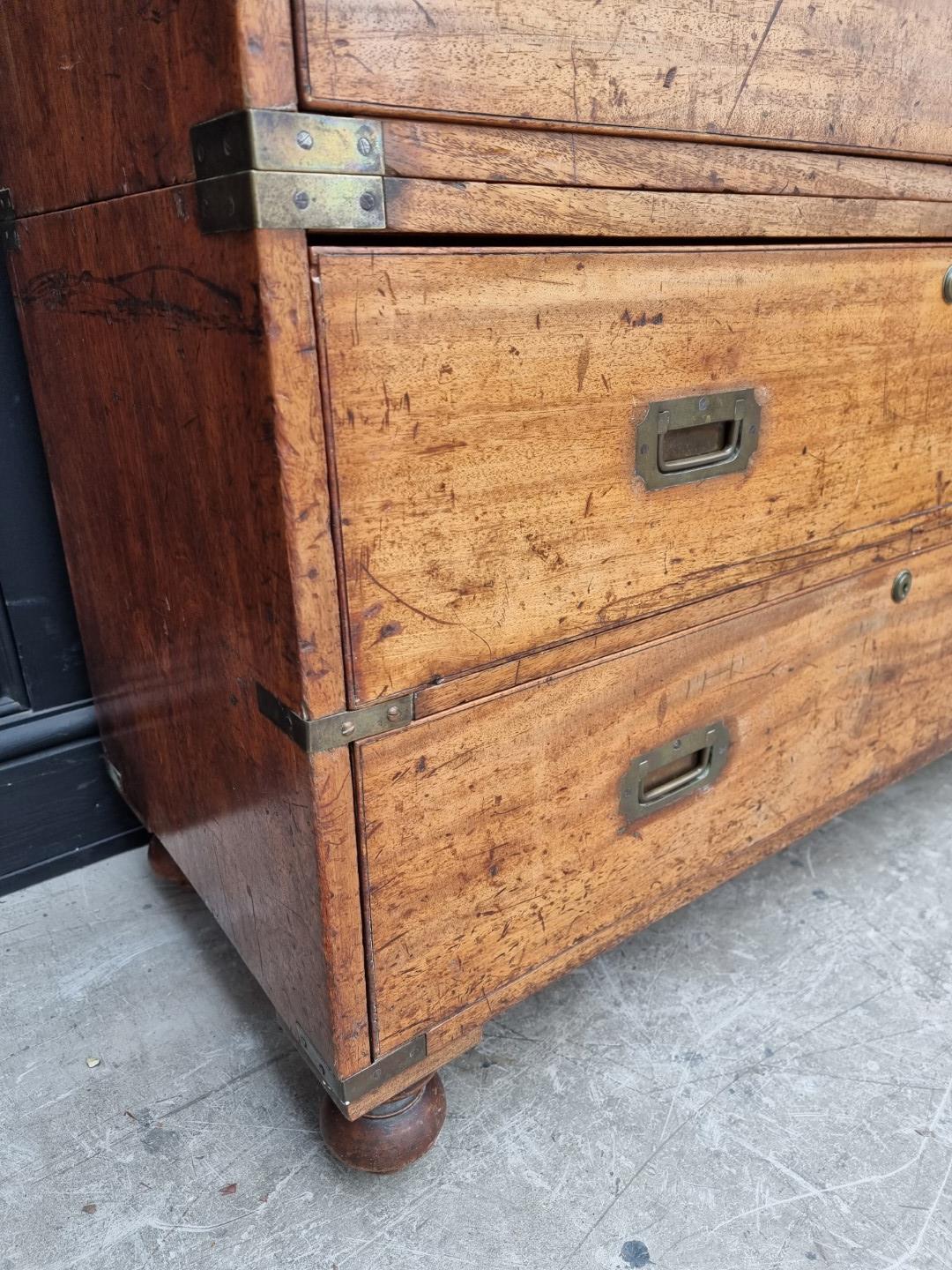 A good 19th century camphor and brass bound campaign chest, with countersunk handles, 99cm wide. - Image 6 of 12