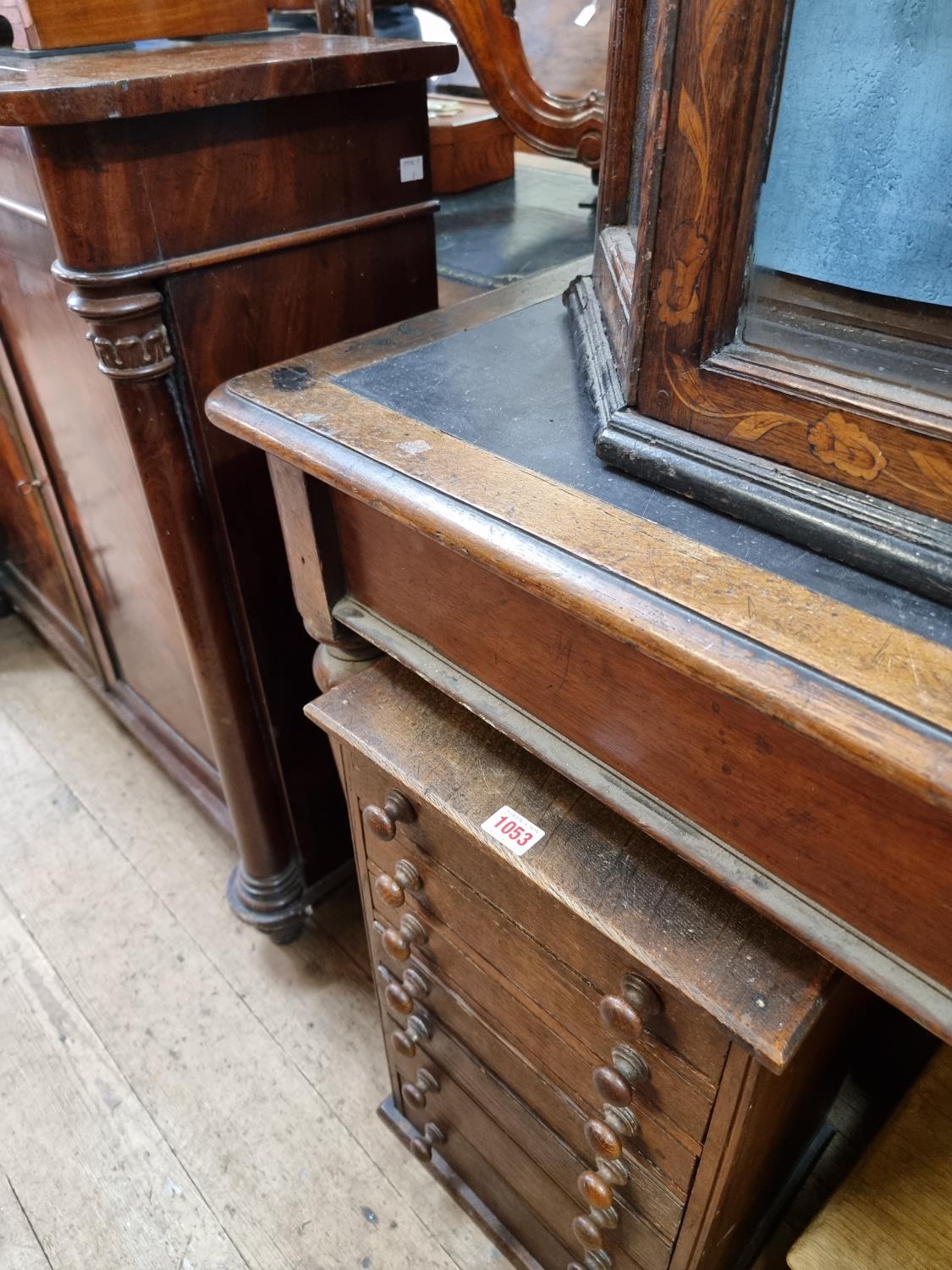 A large Victorian oak desk, 135.5cm wide. - Image 8 of 8