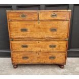 A good 19th century camphor and brass bound campaign chest, with countersunk handles, 99cm wide.