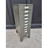 A small vintage 'Howden' metal filing chest, 86.5cm high x 28.5cm wide x 41cm deep.