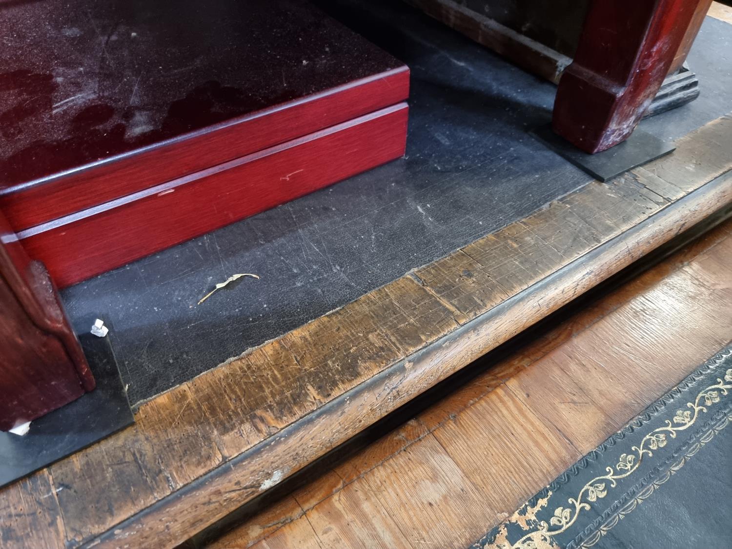 A large Victorian oak desk, 135.5cm wide. - Image 4 of 8