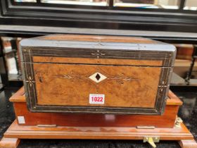 A Victorian walnut and ebonized writing slope, 30.5cm wide.