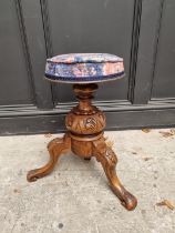 A George III style carved mahogany stool/table, 55cm wide.