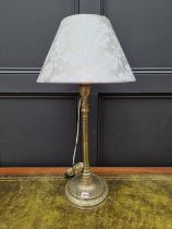 An interesting Islamic brass table lamp, height excluding fitting 52cm.