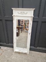 A large white painted wall mirror, 154cm high x 66cm wide.