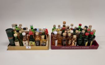 A good collection of whisky miniatures, mostly 5cl, to include eleven single malt examples; three