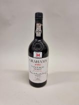 A bottle of Graham's 1970 Vintage Port, bottled 1972.