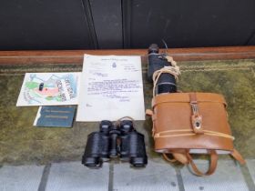 A cased pair of Barr & Stroud 8xCF18 binoculars, with instructions and pamphlets; together with