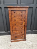 A Victorian figured walnut Wellington chest, 57cm wide.