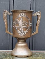 An unusual bronze and silver overlaid twin handled tennis trophy, inscribed 'Sagamore on Lake George