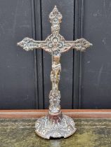 An old cast brass corpus christi, 32.5cm high.