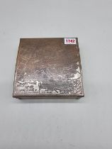 A silver plated V-E Day commemorative cigarette box, 16cm wide.