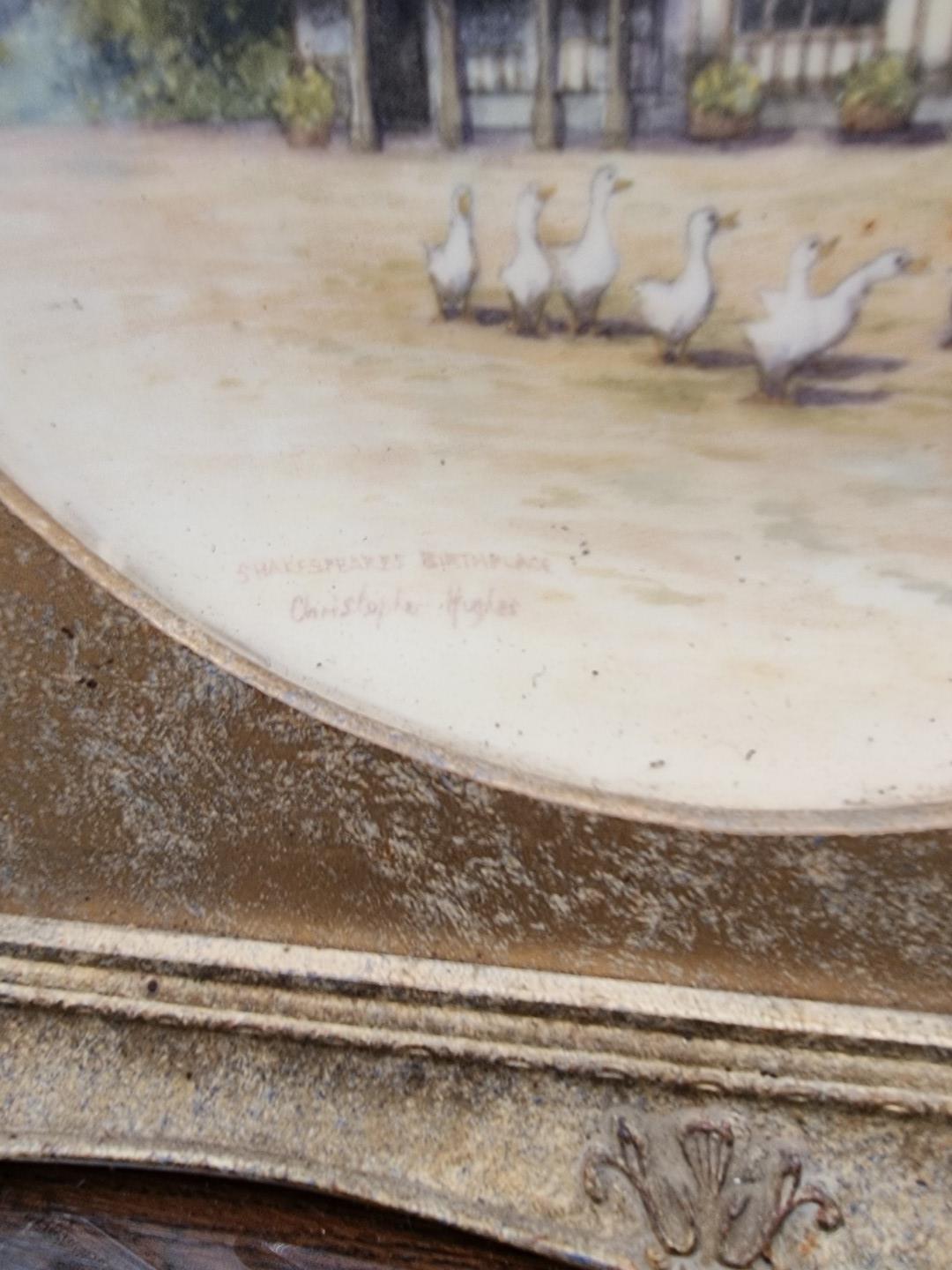 A pair of painted porcelain cabinet plates, by Christopher Hughes, in gilt frames. - Image 5 of 5