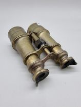A pair of vintage brass field glasses.