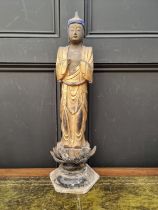 A large and interesting Chinese or Tibetan giltwood bodhisattva, probably 18th /19th century, with