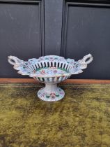 A good Victorian ironstone twin handled pedestal bowl, 34cm diameter.