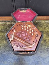 An antique hexagonal concertina, labelled 'Lachenal & Co', in box.
