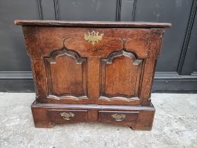 A 18th century Welsh oak coffor bach, 74cm wide.