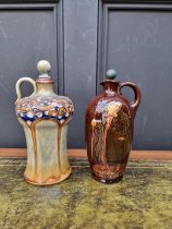 Two Royal Doulton flasks and stoppers, to include: a stoneware example; and a kingsware example,