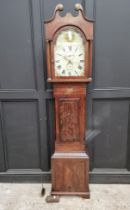 A George III mahogany and line inlaid thirty hour longcase clock, the 13in painted arched dial