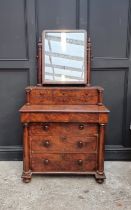 An unusual French Empire mahogany mirror back chest, indistinctly stamped 'G Jacop', 89.5cm wide.