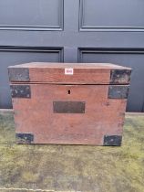 A Victorian oak and metal bound silver type chest, 46cm wide.