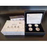 Coins: a 2014 Royal Mint 'Portrait of Britain Silver Proof' £5 coin collection, containing four