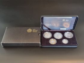 Coins: a 2008 Royal Mint 'Family Silver Collection', containing five proof silver coins, £1 to £5,