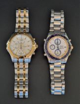 A Seiko stainless steel and gold plated chronograph wristwatch, Ref. 7T92-0MG0; together with a