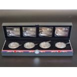 Coins: a 2012 Royal Mint 'Countdown To London 2012' silver proof £5 coin collection, containing four