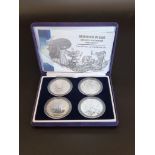 Coins: a Royal Mint 'Britannia Design' silver proof coin set, containing four 1oz silver Britannia