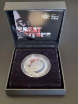 Coins: a 2010 Royal Mint 'Great Britons John Lennon' limited edition silver proof £5 coin, boxed.