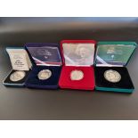 Coins: four Royal Mint 'The Queen Mother' silver proof crowns; to include a Piedfort 1900-2000