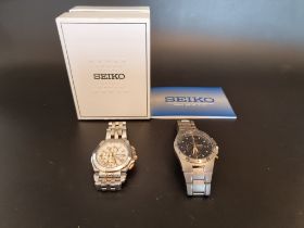 A Seiko titanium chronograph wristwatch, Ref. 7T92-0EDO; together with a Seiko stainless steel and