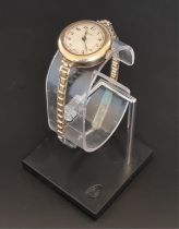 A J W Benson 9ct gold manual wind ladies wristwatch, 25mm, Birmingham 1938, on a rolled gold