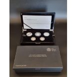 Coins: a 2017 Royal Mint 'Silver Proof Piedfort Commemorative Coin Set', containing five coins,