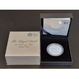 Coins: a 2013 Royal Mint 'The Royal Birth' silver proof £5 coin, with CoA, boxed.