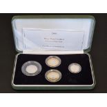 Coins: a 2005 Royal Mint 'Silver Proof Piedfort Four Coin Collection', containing four coins, 50p to