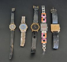 Five various wristwatches; to include Swatch and Seiko examples.
