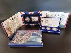 Coins: a 2003 Royal Mint silver proof 'Piedfort  Three Coin Collection', containing 50p to £2,