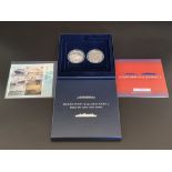 Coins: a Royal Mint and Royal Mail 'Queen Mary and Queen Mary 2' set of two silver proof medals