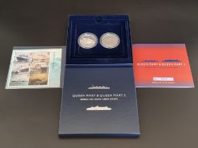 Coins: a Royal Mint and Royal Mail 'Queen Mary and Queen Mary 2' set of two silver proof medals