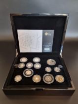 Coins: a 2010 Royal Mint 'UK Silver Proof Coin Set', containing thirteen coins £5 to 5p, with CoA